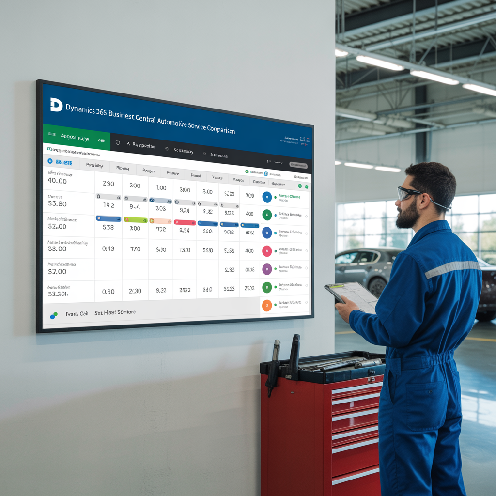 Technician scheduling board in Dynamics 365 Business Central automotive service